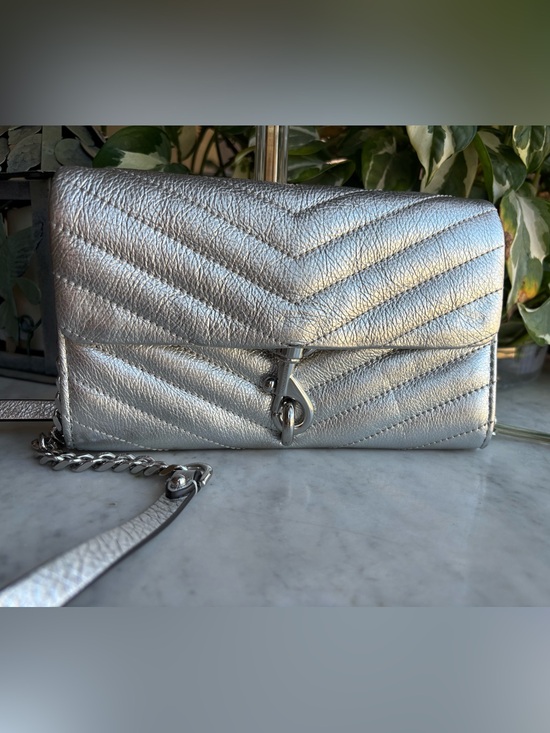 Rebecca Minkoff Handbags - Rebecca Minkoff Silver Quilted Leather Crossbody Bag/Wallet on a Chain